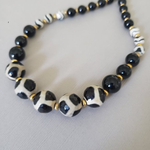 OOAK Kriaytions Black Spot Faceted Stone Necklace NEW OOAK - Picture 3 of 4